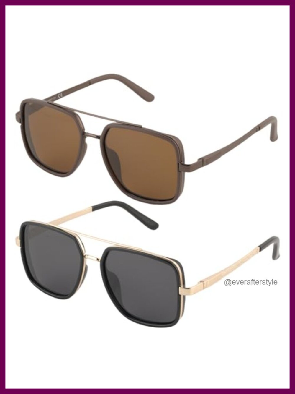 Polarized Aviator Sunglasses Retro Double Bridge Square UV400 Unisex Adult